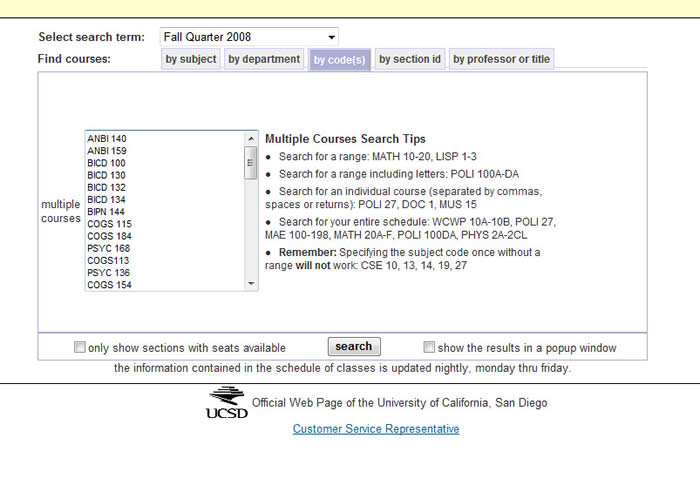 Schedule Search Entry